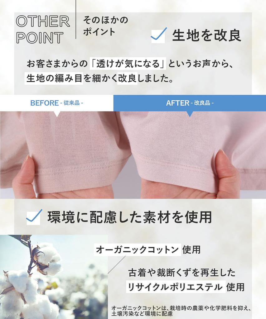 Organic Cotton Blend Thin and Short Sizes BL and LL Wing/Wacoal Women's Innerwear, Spring/Summer, Lightweight, Moisture-Wicking, Quick-Drying, 5/8