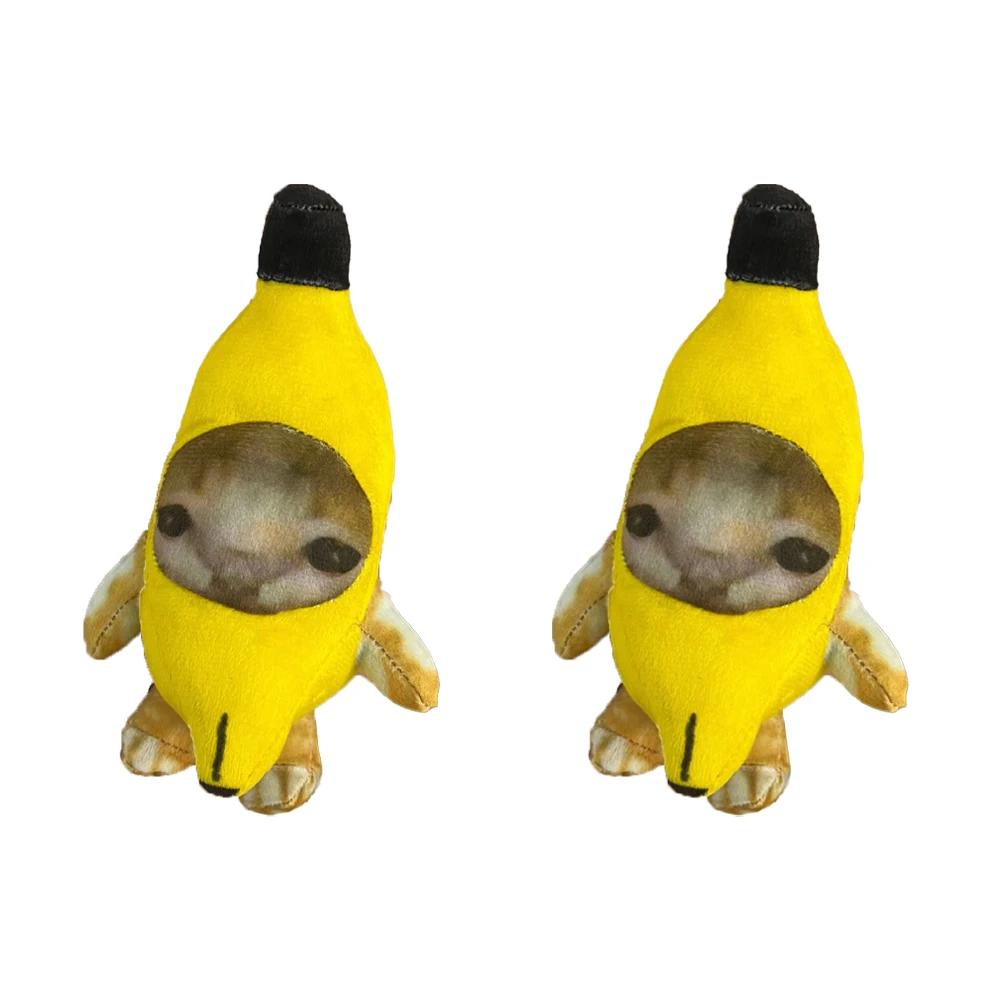 Banana Cat Doll Pendant Keychain Crying Happy Banana Cat Plush Pendant With Sound Toy Car Bag Funny Pendant Keyring Gifts Kids