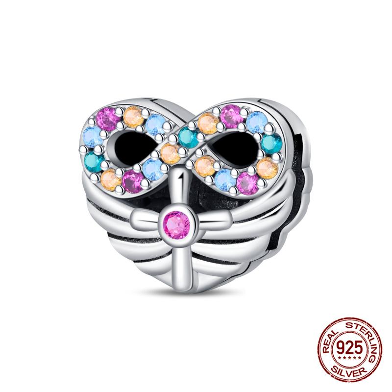 Original 100% 925 Silver Lucky Clover Patron Saint Flat Bead Fit Original Flat Bracelet DIY Jewelry Making Women's Gift