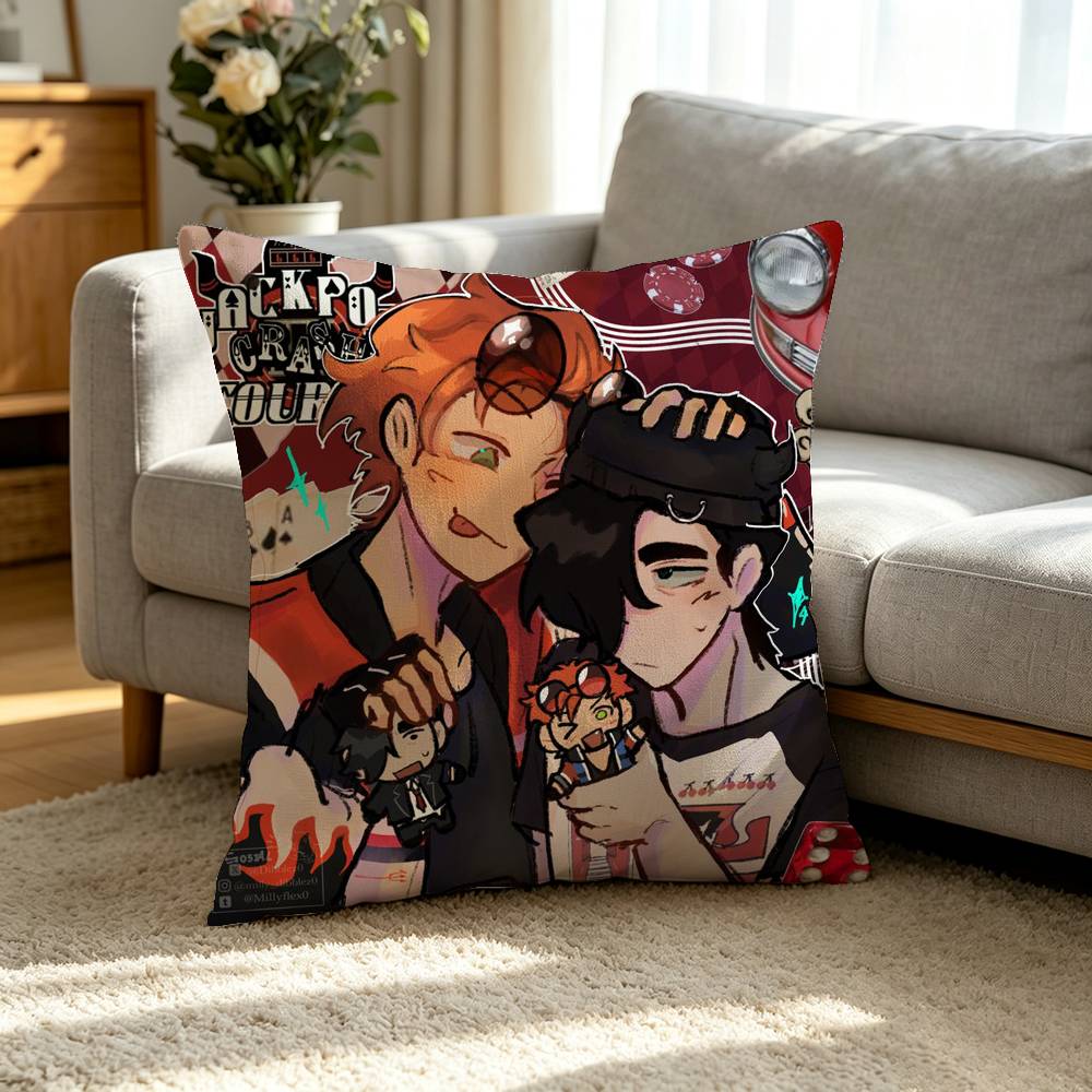 J-Jackpot Crash Course Dark Casino Thriller Square Double-Sided printed Pillow Case Bedroom Bedside Pillow Sofa Cushion Cover