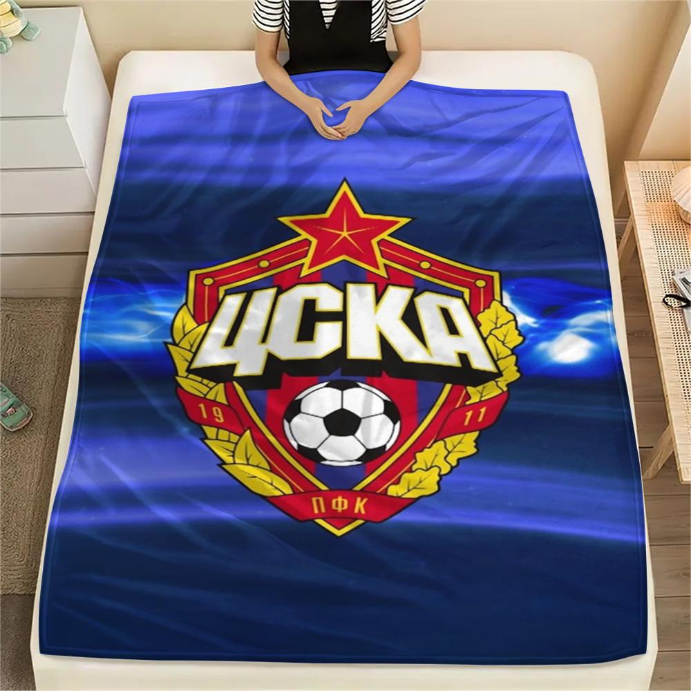 1Pc CSKA Moscow Logo Print Flannel Blanket High Quality Warm Comfortable Cover for All Seasons Perfect for Gifts Home Decor