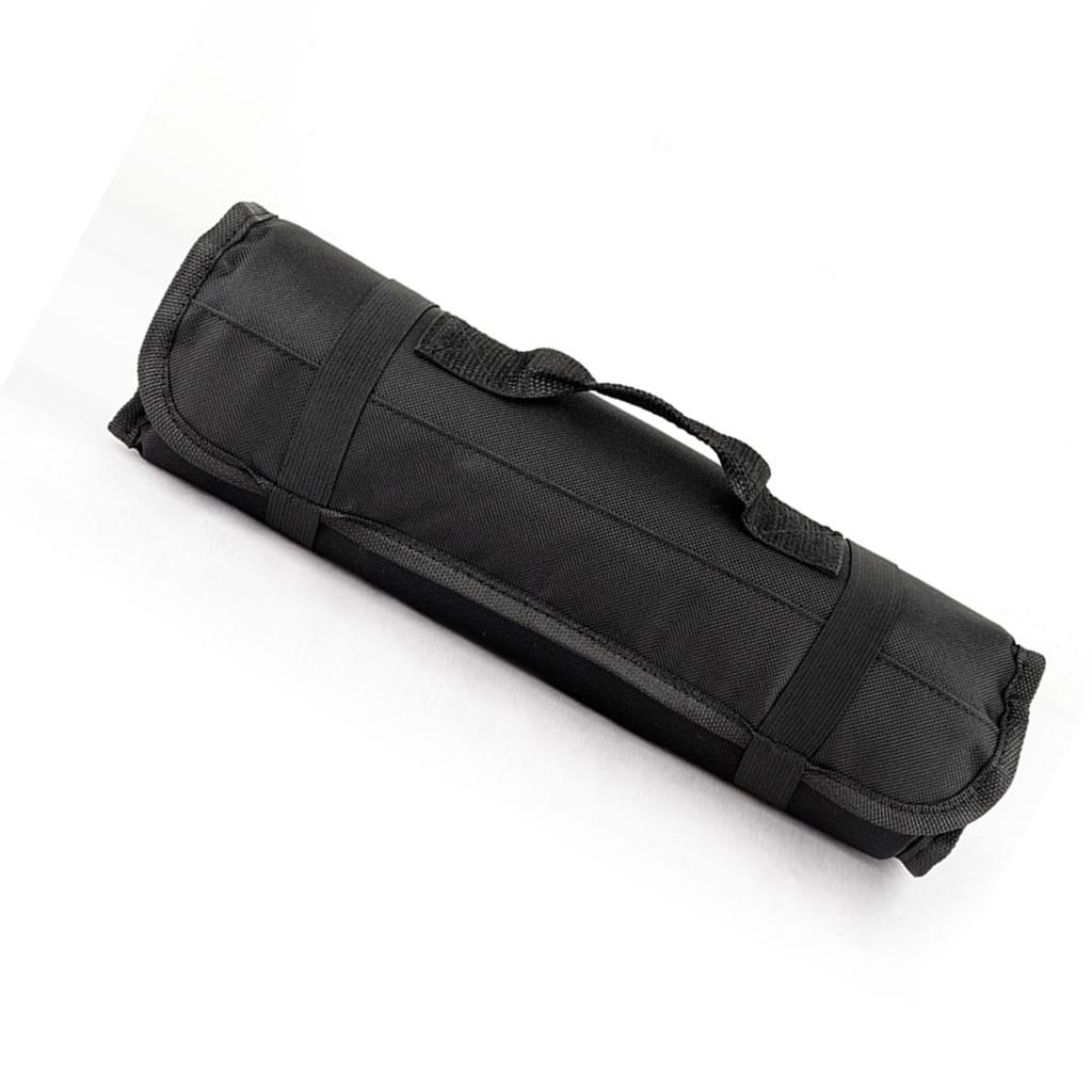 Chef Tool Roll Bag Oxford Cloth Portable Fork Tool Case Holder Pouch with Handle for Culinary Traveling Black