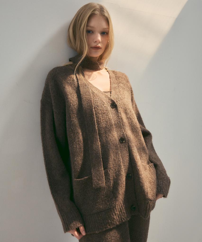 Citta Soft Wool Over Hairy Knit Cardigan_Ctk234(Brown)