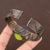 Natural Rainbow Solar Quartz Gemstone Copper Wire Wrap Bangle Adjustable V3t26