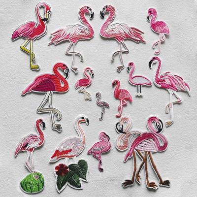 Flamingo Stickerei Patch Nähen Wärme Drücken Applizierte Diy Jeans Kleidung Aufkleber Parches Ropa Aufbügeln Patches Nähen Abzeichen