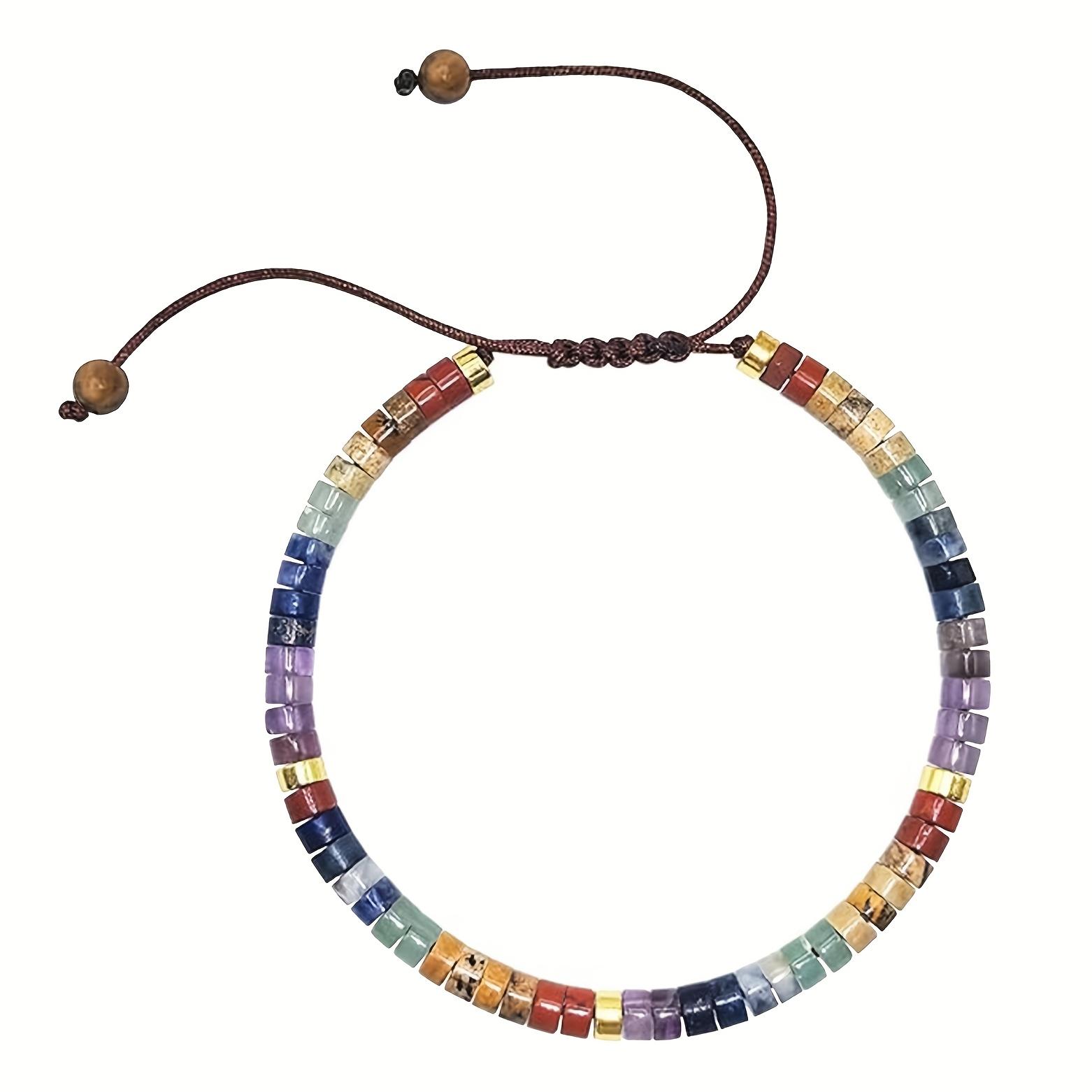 

Women’s Seven Chakra Natural Stone Beaded Bracelet, Healing Crystal Jewelry