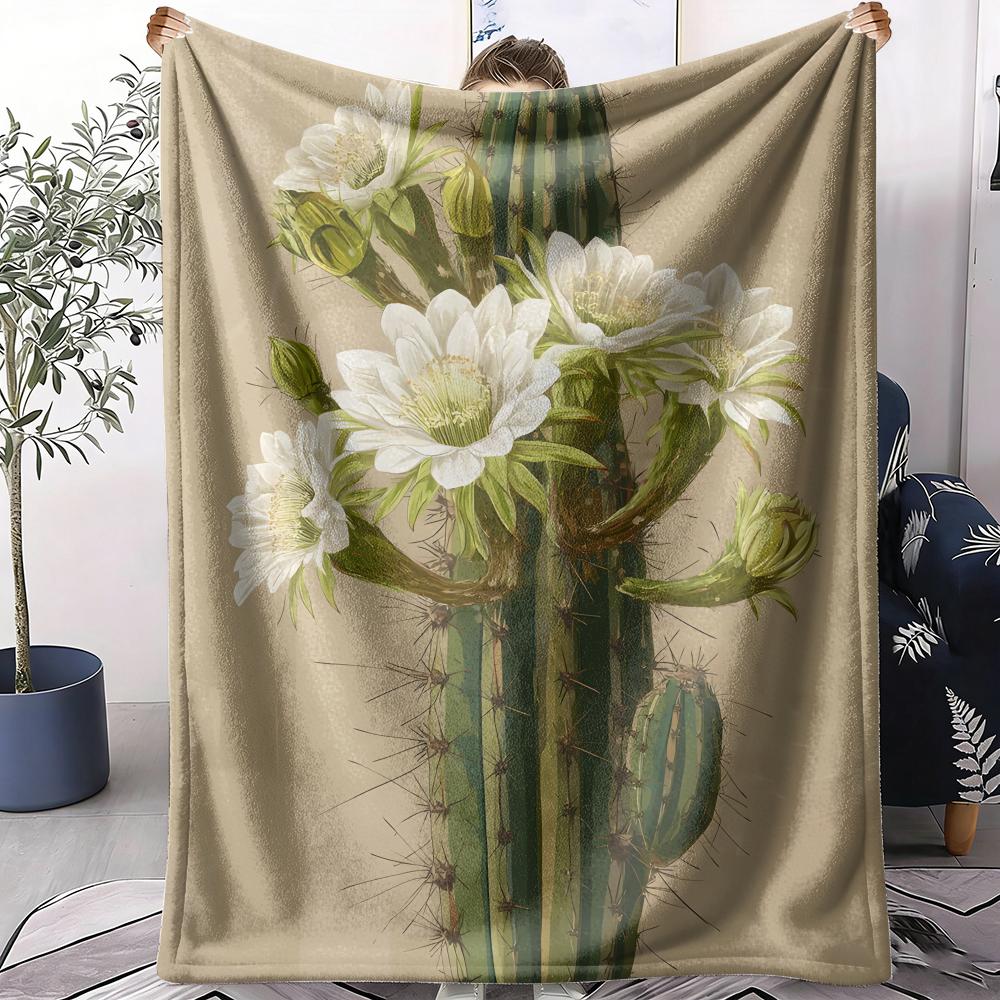 Cactus Throw Soft Flannel AC Blanket Lightweight Summer Nap Throw Cozy Blanket for Sofa Bed Travel Home