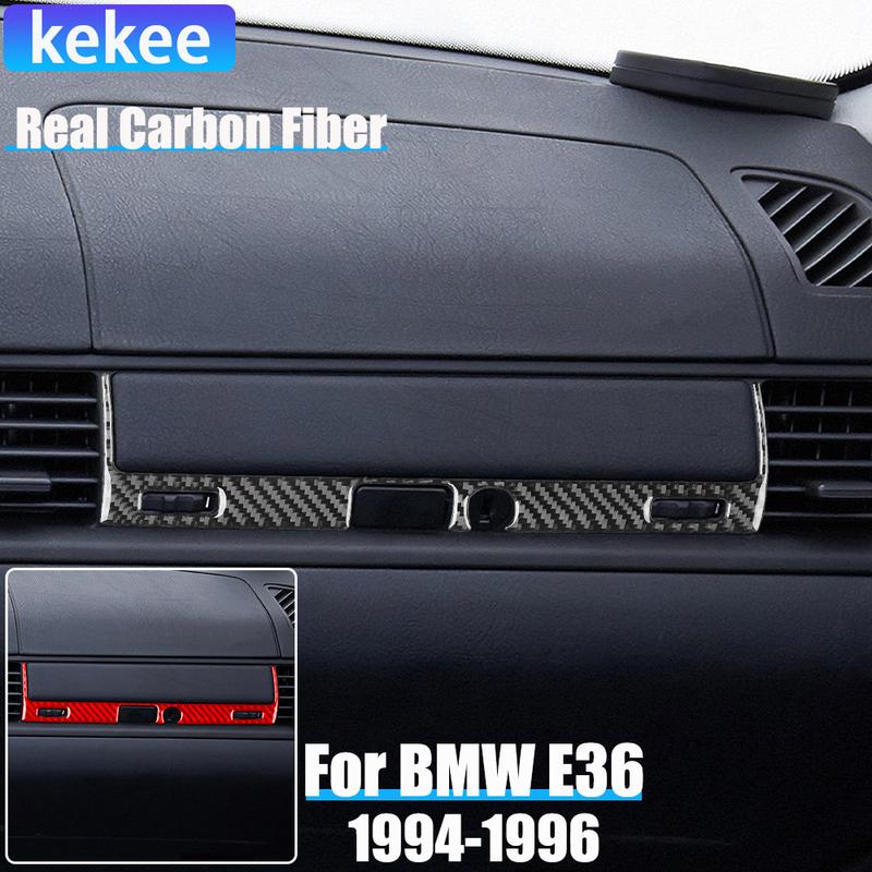 Real Carbon Fiber Car Accessories Passenger Dashboard Storage Trim Cover Soft Sticker For BMW E36 3 Series/M3 1994 1995 1996