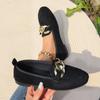 Fashion Ladies Shoes 2025 Loafers Women's Flats Fashion Office Flats Women Round Toe Slip on Metal Decoration Plus Size Shoes Women