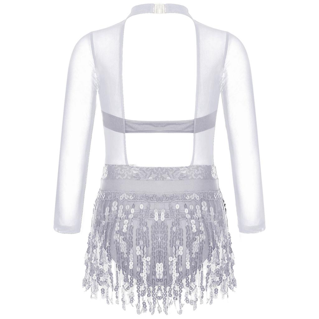 Dětské Dívčí Flitrové Taneční Šaty Střapec Baletní Kostým Latina Lyrický Jazz Dancewear