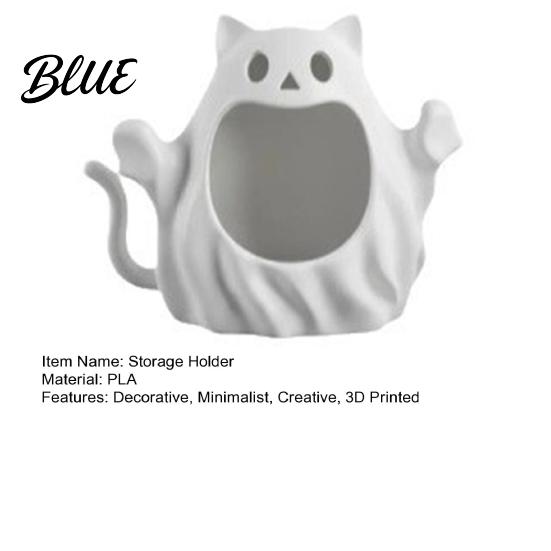 Holiday Seasonal Ornaments 3D Printed Halloween Ghost Cat Storage Holder Decorative Kitten Statue with Unique Lover Gifts Hollow Storage Candy Bowl