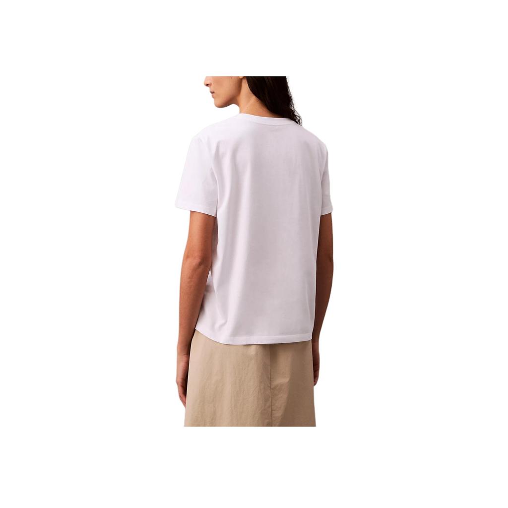 Calvin Klein Comfortable Soft Breathable Round Neck Short Sleeve T-Shirt Women tops Bright-White 47B821G-110