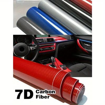 1 szt. 10x152cm 7D Folia Winylowa Włókno Węglowe Naklejka Samochodowa Błyszcząca Naklejka na Wnętrze Samochodu Naklejki na Drzwi Domu Chroń Swoje Bardziej Fajne Samodzielne Przyklejanie