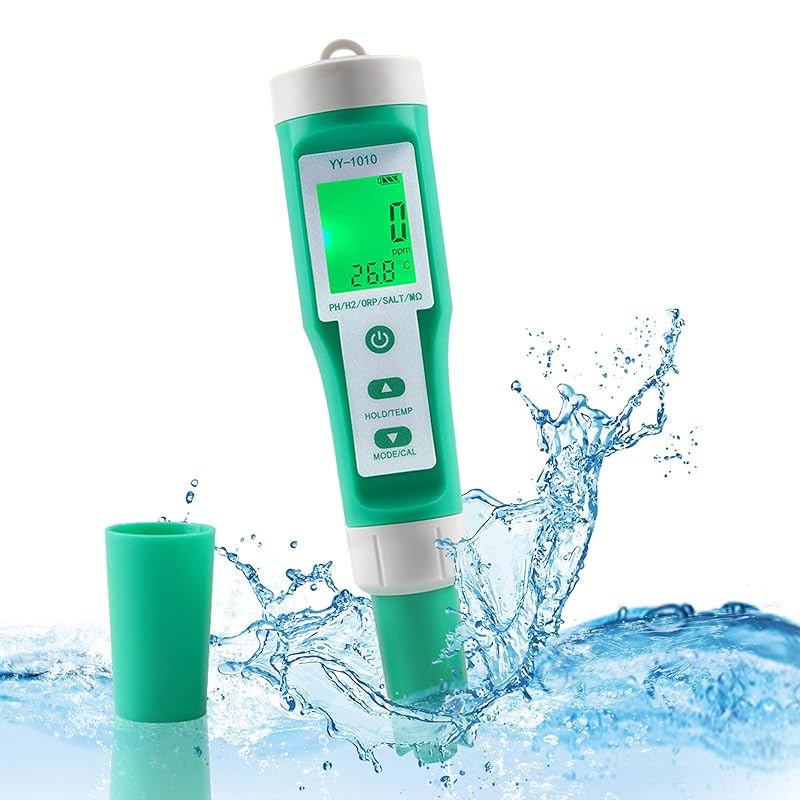 pH Meter for Water 7 in 1 PH/TDS/EC/Salt/S.G/ORP/Temp Meter,pH Tester Digital Backlit Waterproof LCD,TDS Meter EC Meter PPM Meter Suitable for Pools,