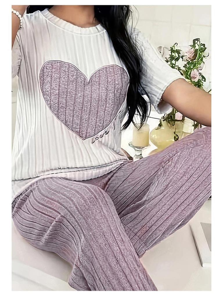Heart-Shaped European & American Soft Skin-Friendly Two-Piece Nightdress Set