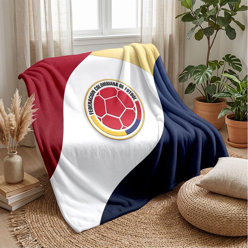 Colombia Football Printed Flannel Blanket Skin Friendly Warm Decorative Throw for Indoor Couch Bed Daily Use