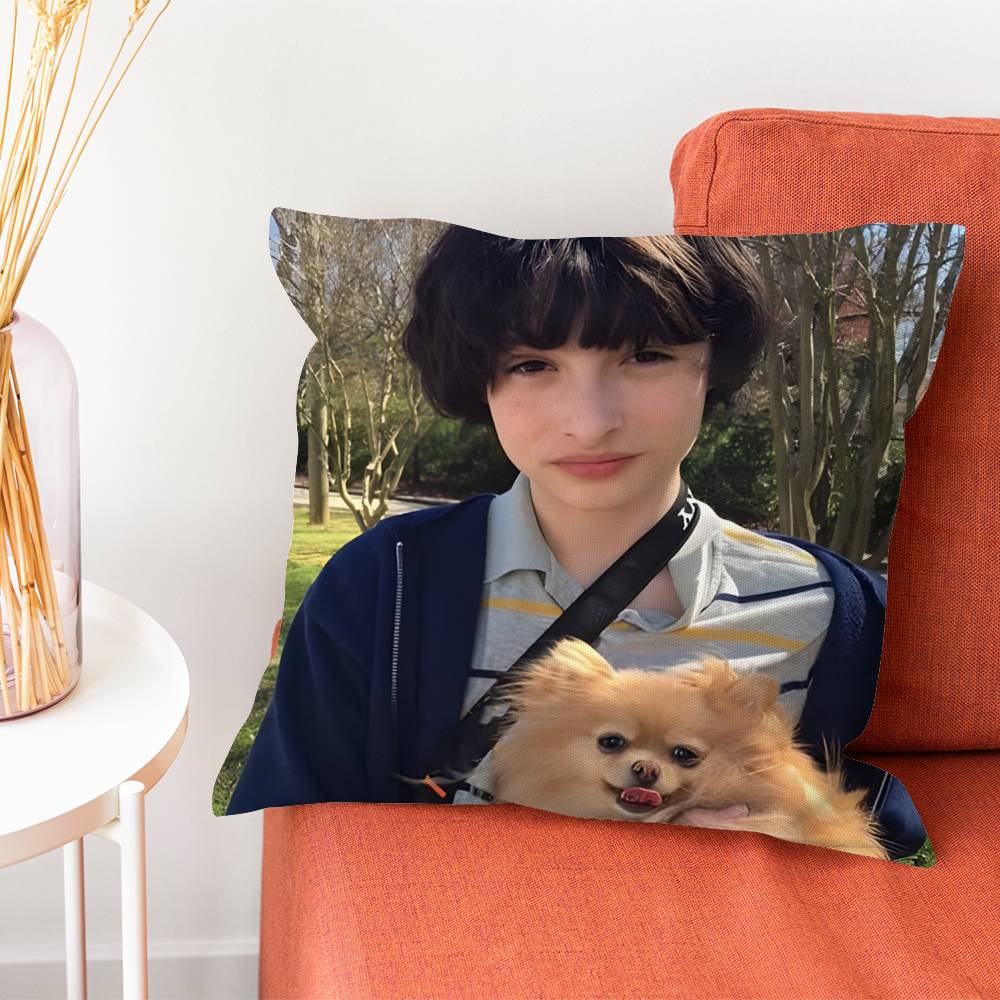 FFinn Wolfhard Mike Stranger Pillow Case Plush Fabric Soft DoubleSided Printed Sofa Warm Winter Home Gift Cushion Cover 30cmx30cm