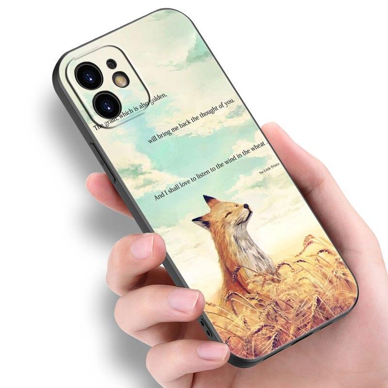 

Чехол для телефона Little Prince fox для Apple iPhone 14 13 12 Mini 11 Pro Max 7 8 XR X XS 7 8 Plus SE 2020 2022 черный чехол iPhone 11