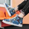 New Designer Print Canvas Shoes for Men 2024 Harajuku Style Blue High Top Sneakers Men Espadrilles Breathable Vulcanized Sneaker