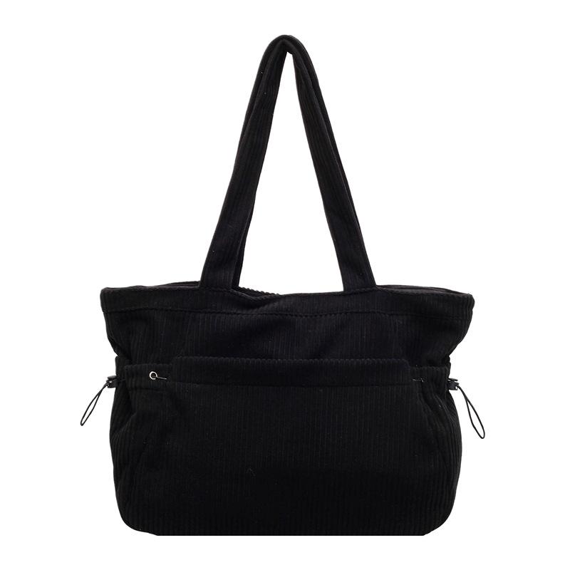 Winter solid color corduroy tote bag women's style large capacity versatile shoulder handbag casual bag