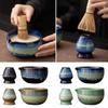 Ceramic Matcha Bowl Set Kiln Discoloration Smooth Matcha Whisk Stand High Temperature Resistant Large Capacity Tea Ceremony Tool