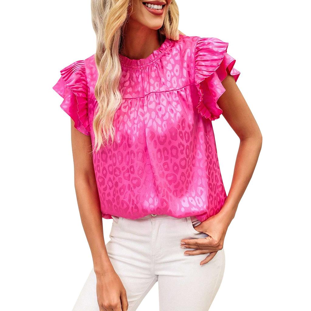 Women's Daily Loose And Versatile Ruffle Sleeve Neck Top
