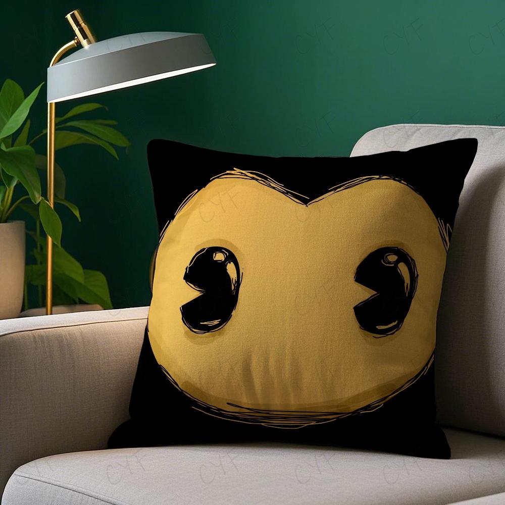 Game B-Bendy and the Ink M-Machine Pillow Case Pillowcase Anti-dustmite Pillow Invisible zipper silky short plush Sofa cushion c