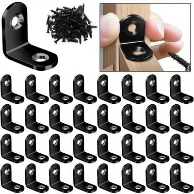 90pcs (30pcs Bracket with 60pcs Screws) L-shaped Right Angle Support Angle Brackets Accessories with Screws, Wardrobe Fixed Divider Wall Plate Bracket