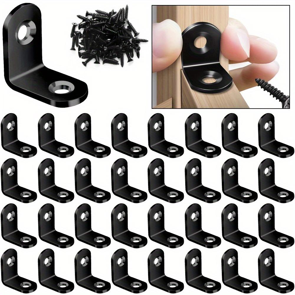 90pcs (30pcs Bracket with 60pcs Screws) L-shaped Right Angle Support Angle Brackets Accessories with Screws, Wardrobe Fixed Divider Wall Plate Bracket