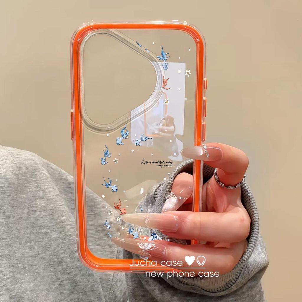 Applicable to Huawei pura70pro new mobile phone case transparent advanced sense 60art fashion anti-drop good luck koi