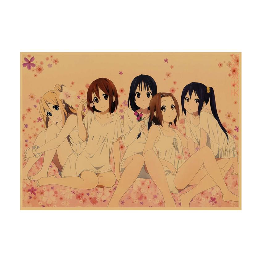 K-ON! Kraft Paper Anime Poster for Dorm, Bar, or Cafe Wall Décor.