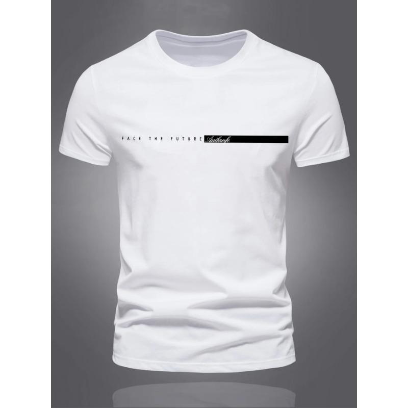 Summer Men's Casual Sports Loose Oversized Simple Letter Pattern Printed Round Neck Short Sleeved T-shirt Top