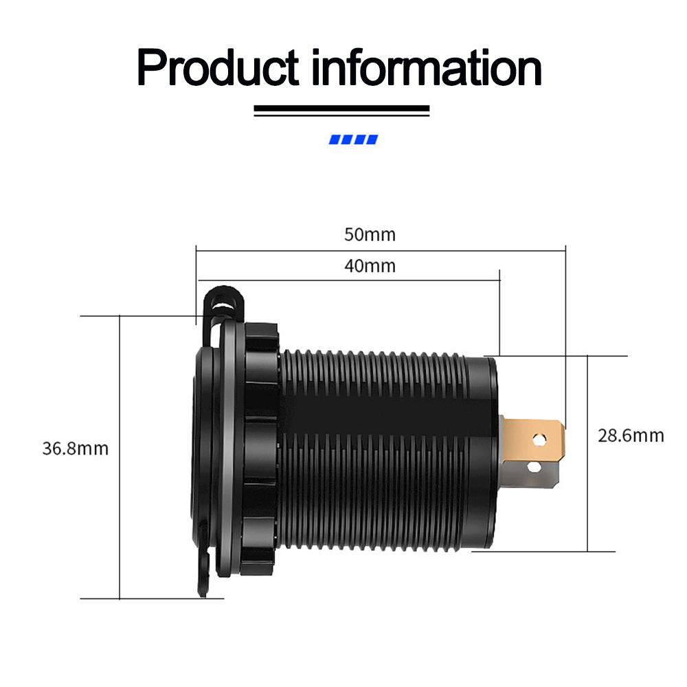 Car USB Charger Socket Motorbike Cigarette Lighter 5V 3.1A Outlet Waterproof Power Adapter for 12-24V Car RV Boat Truck