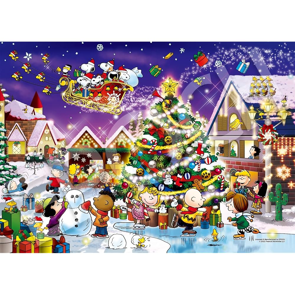 EPOCH Peanuts Snoopy Happy Christmas Jigsaw Puzzle 500 Pieces 38x53cm with Glue and Spatula