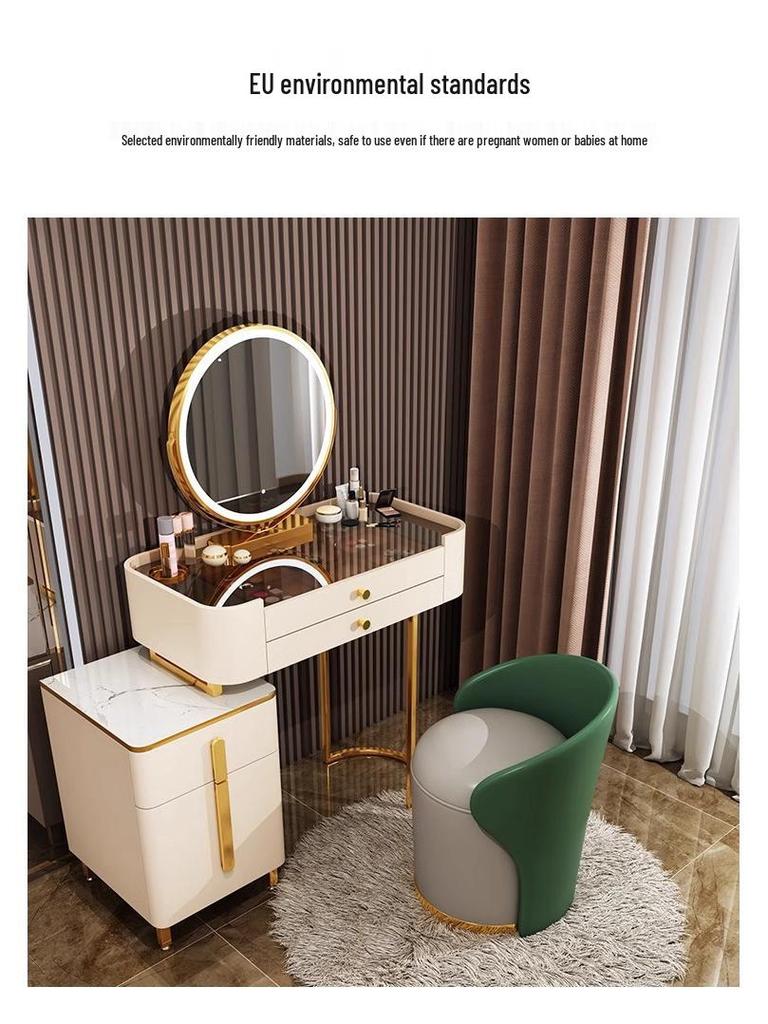 Same Day Delivery Luxurious Bedroom Vanity Stool: Solid Wood Swivel Makeup Chair with Backrest