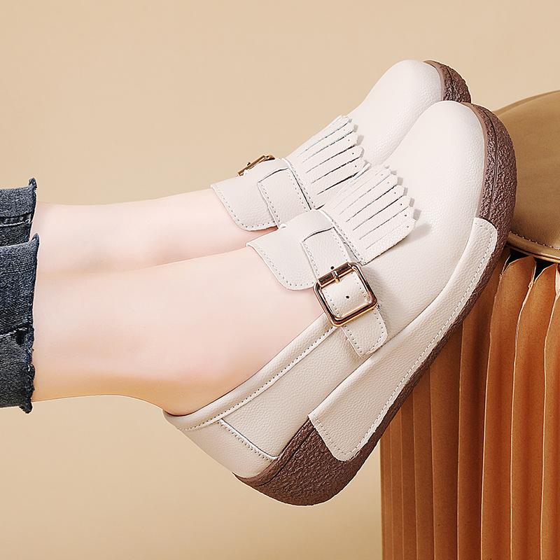 

Женские мокасины на платформе Lady Creepers Coffee Tassels Толстая подошва Повседневные туфли без застежек для увеличения роста Низкие туфли EU: 41 бежевый
