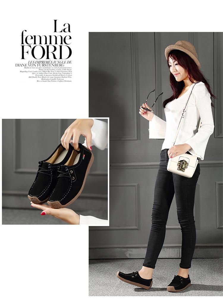 2025 Autumn Korean Lace-up Genuine Leather Women's Loafers, Casual Flat Bottom, Plus Size