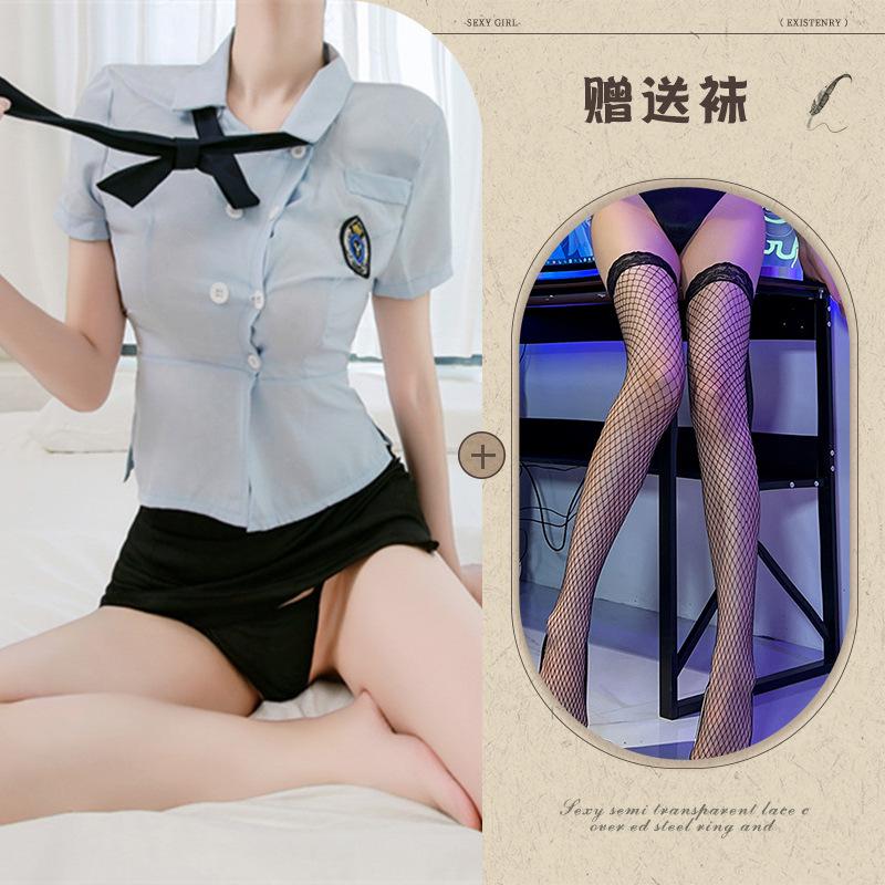 Night listening incense sexy lingerie policewoman uniform temptation hot suit small breasts show big passion no-take pajamas
