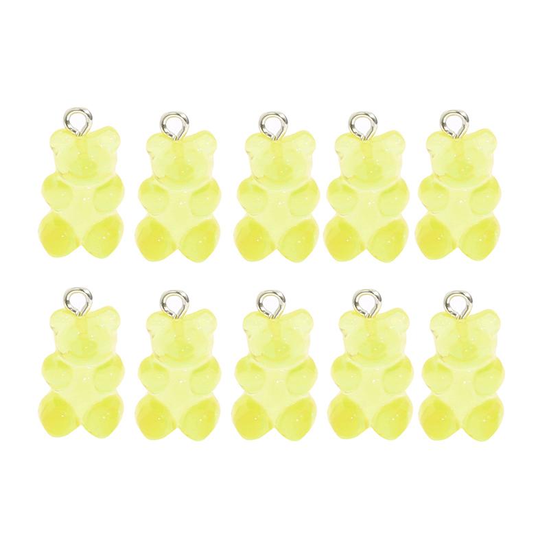 10pcs Resin Candy Color Bear Charms Pendant Beads for Necklace Bracelet Jewelry Making