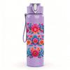 1PC Colorful Floral Pattern Art 750ml Color Plastic Sports Water Bottle Leakproof Flip Straw Lid Suitable for Sports Office Home Use