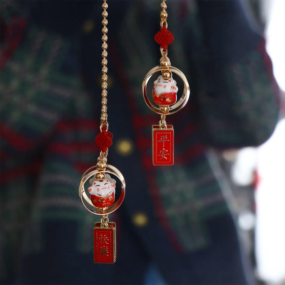Ceramic Cat Lucky Cat Lucky Cat Fortune Cat Car Pendant Cat Car Hangings Decor Fortune Cat Interior