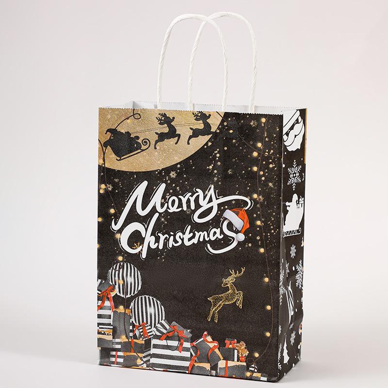 

WTEMPO 12 шт 8*16*22 см Рождественские печатные рождественские подарочные пакеты креативные праздничные пакеты для упаковки конфет ручные пакеты из крафт-бумаги 12pcs*8*16*22cm