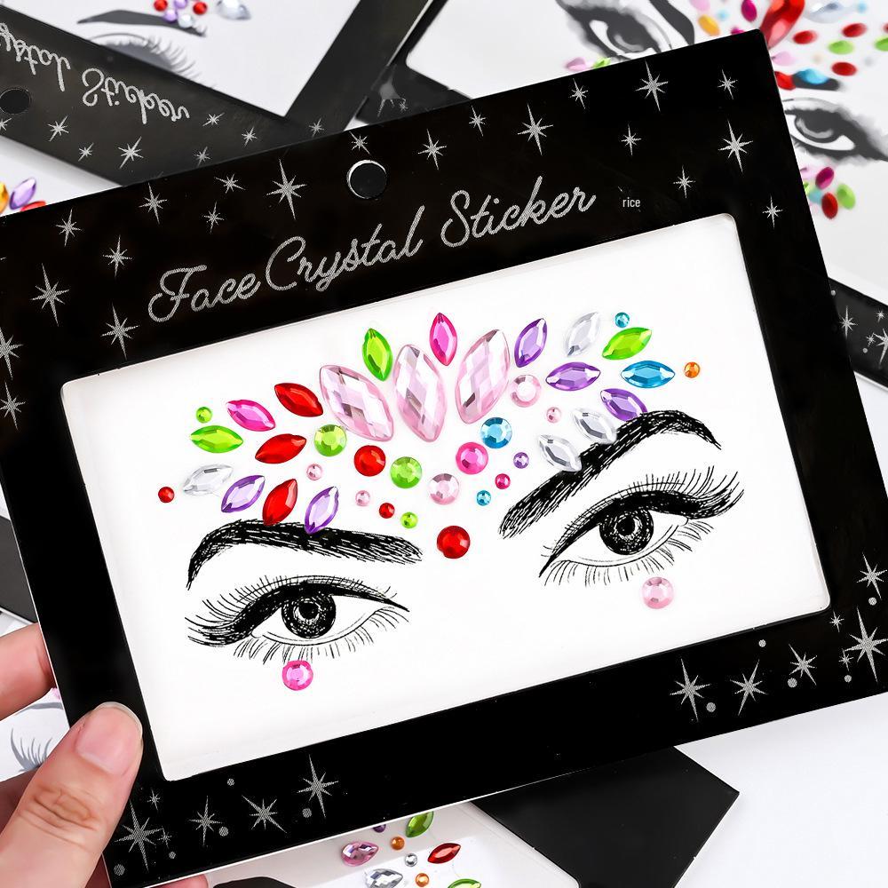 Colorful Rhinestone Face Decorations for Music Festivals & Parties