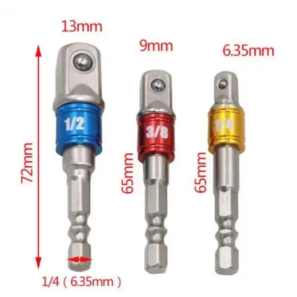 3pcs Impact Grade Socket Adapter Power Hand Tool Part Driver Extension Set Screwdriver Holder Drill Nut Attachment