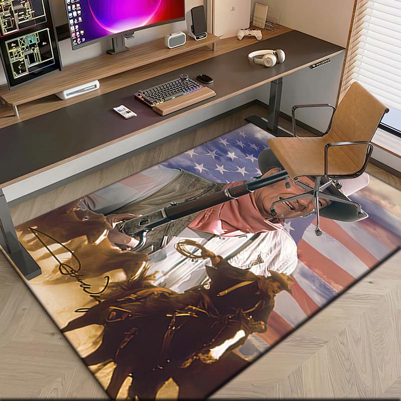 1pc John Wayne's vintage cowboy poster Carpet Rug for Living Room Bedroom Home Sofa Decoration,Kids play Non-slip Floor Mat