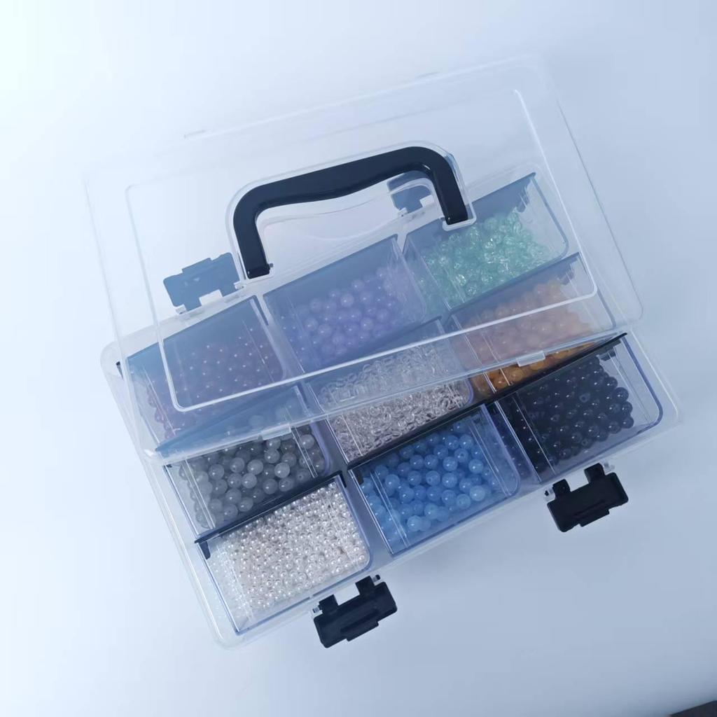 Glass Seed Bead Organizer: 64-Compartment Transparent DIY Jewelry Storage Box
