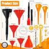 17 Pcs Automotive Funnel Set & Gas Can Spout Replacement, Funnels For Automotive And Kitchen Use,Plastic Long Neck Oil Funnel, Flexible Right Angle