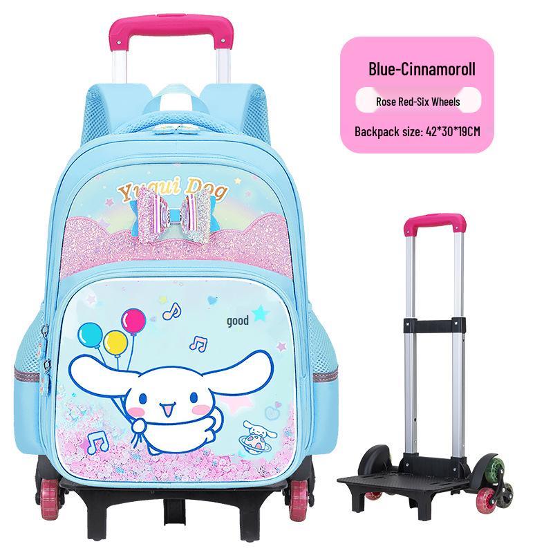 Lightweight Trolley Schoolbag for Primary School Girls - Large Capacity Backpack for Grades 1-6