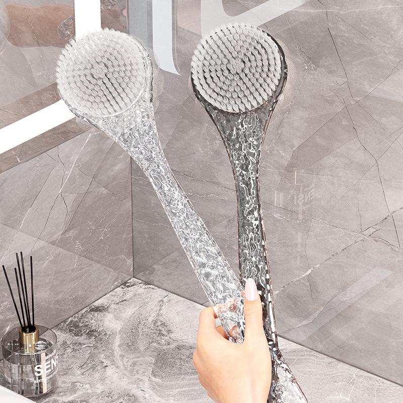 Dual-Sided Long Handle Bath Brush - Soft Bristle Back Scrubber for Home