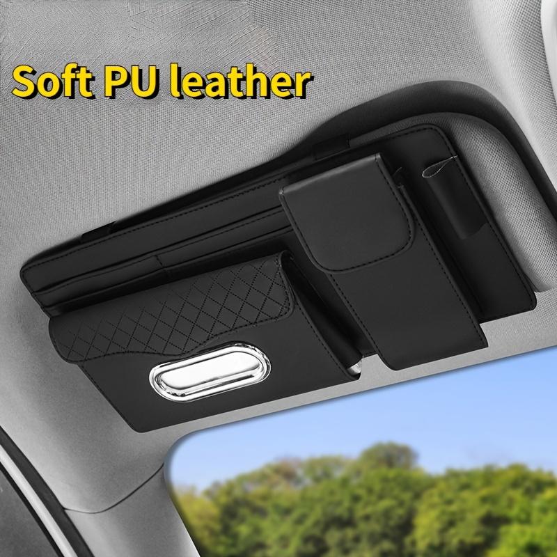 Universal PU Leather Car Sun Visor Organizer - 1pc, Car Storage Bag for Tidying, Pen & Bill Holder